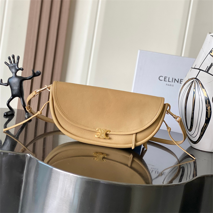 商品名称：セリーヌ CELINE 2026年 ソフト トリオンフ リトル ハーフムーン ショルダーバッグ ラフィア