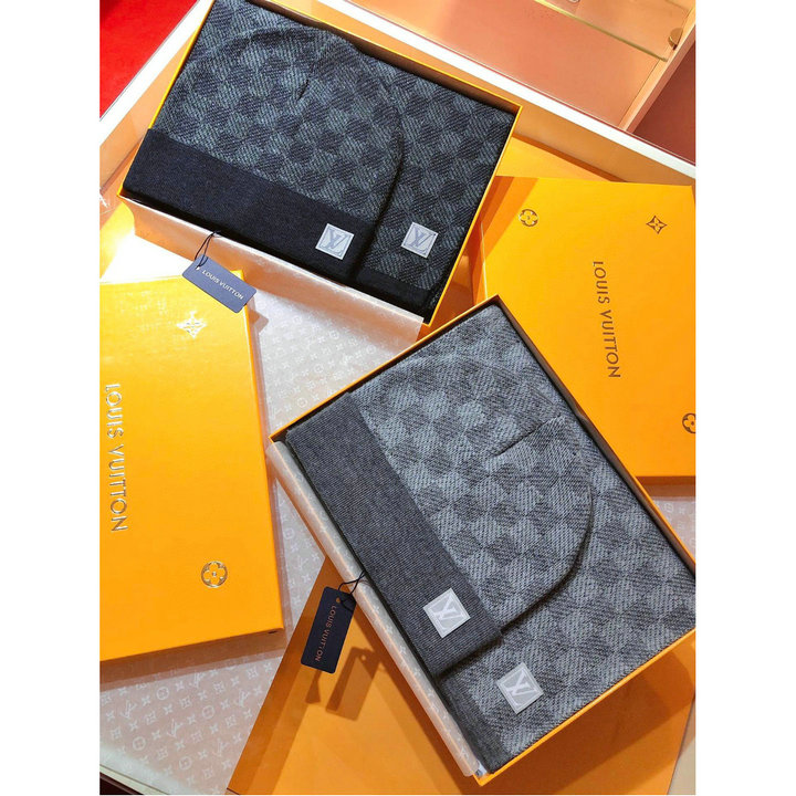 商品名称：ルイヴィトン LOUISVUITTON 2026年 ロング マフラー ニット帽子 2つセット 秋冬 防寒 保暖 おしゃれ シンプル カジュアル
