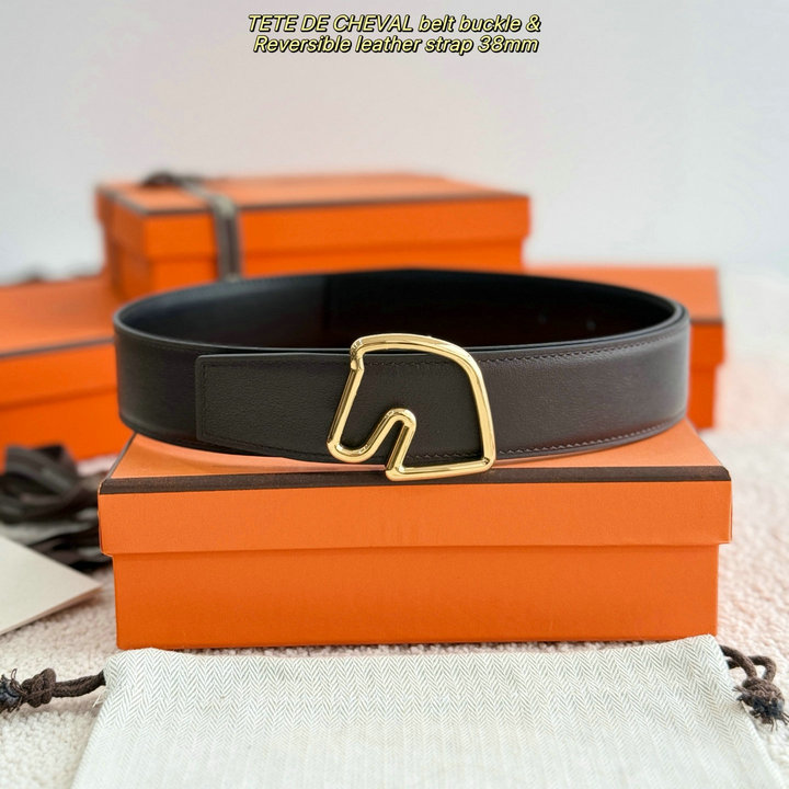エルメス HERMES 2026年 ベルト TETE DE CHEVAL バックル レザー メンズ
