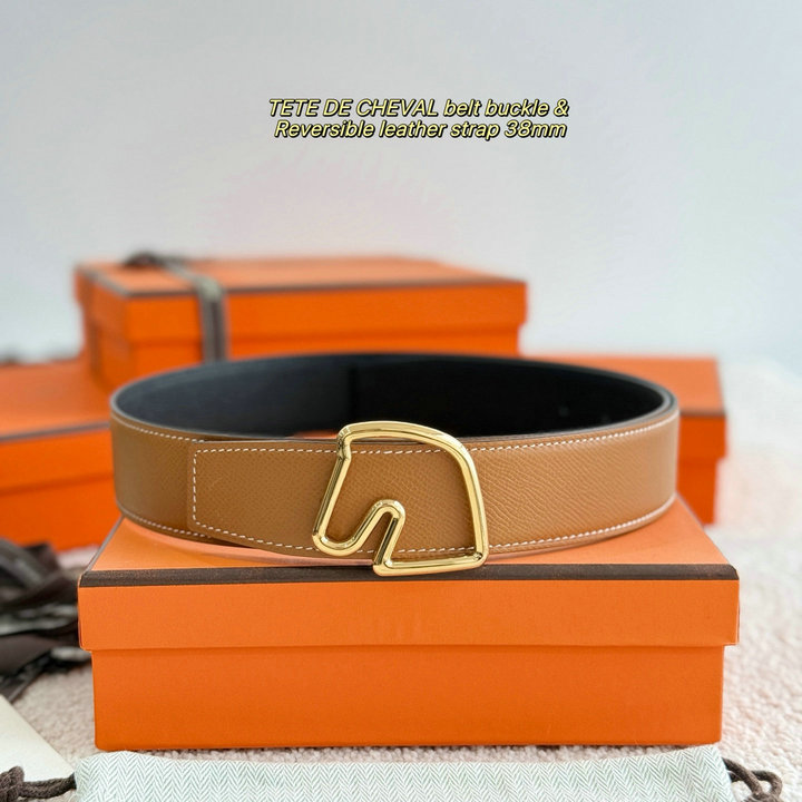 エルメス HERMES 2026年 ベルト TETE DE CHEVAL バックル レザー メンズ