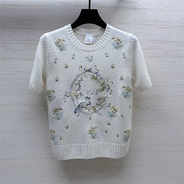 商品名称：クリスチャンディオール CHRISTIAN DIOR 2026年新作 ショートスリーブ ウールニット セーター クルーネック レディース