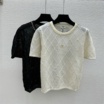 商品名称：シャネル CHANEL 2026年新作 ショートスリーブ ウール セーター クルーネック 半袖 レディース