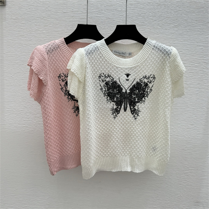 商品細詳を見る:クリスチャンディオール CHRISTIAN DIOR 2026年新作 ショートスリーブ ウールニット セーター クルーネック 半袖 レディース