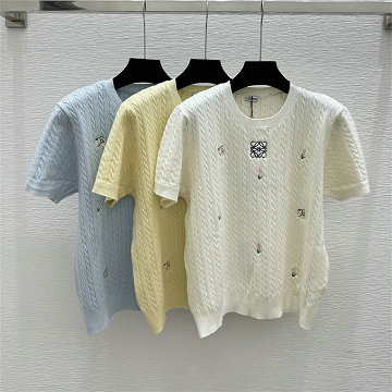 商品細詳を見る:ロエベ LOEWE 2026年新作 ショートスリーブ ウール セーター クルーネック レディース