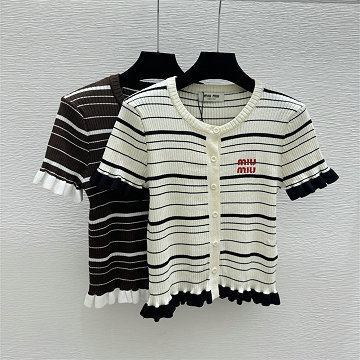 商品細詳を見る:ミュウミュウ MIUMIU 2026年新作 カーディガン ショートスリーブ セーター 半袖 クルーネック カジュアル レディース