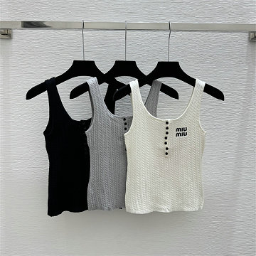 商品名称：ミュウミュウ MIUMIU 2026年新作 ニットベスト タンクトップ ノースリーブ ウール セーター クルーネック レディース