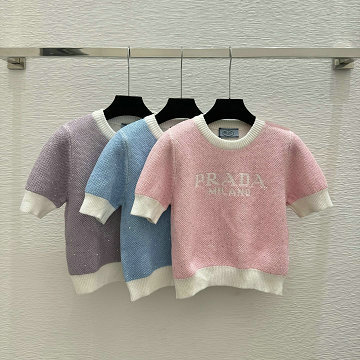 商品名称：プラダ PRADA 2026年新作 ショートスリーブ ウール セーター クルーネック 半袖 レディース