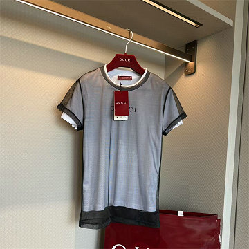 グッチ GUCCI 2026年新作 プリント ダブルレイヤー ジャージー Tシャツ 半袖 コットン レディース