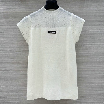 商品名称：ミュウミュウ MIUMIU 2026年新作 半袖 ブラウス タートルネック トップス カジュアル レディース