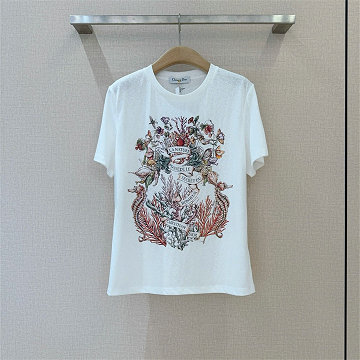 商品名称：クリスチャンディオール CHRISTIAN DIOR 2026年新作 ショートスリーブ Tシャツ コットンジャージ スウェット クルーネック カジュアル