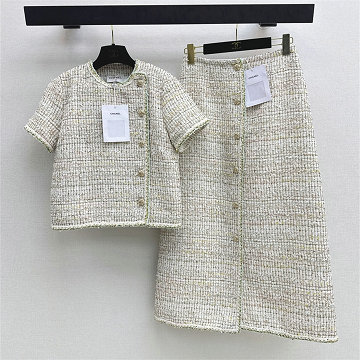 商品名称：シャネル CHANEL 2026年新作 上下セット ツイード コート 長袖 ミディアム スカート カジュアル