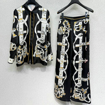 商品細詳を見る:エルメス HERMES XG-TZHE26001K 2026年新作 上下セット シルク ロングスリーブ シャツ ブラウス シルク プリント パンツ カジュアル