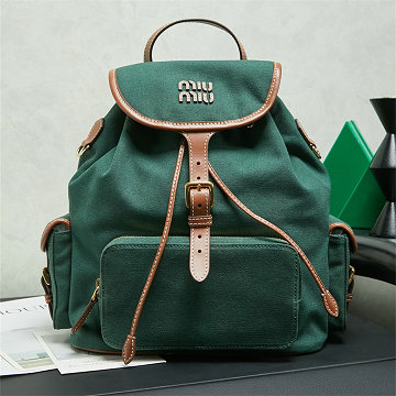 商品名称：ミュウミュウ MIUMIU 99-MM5BZ042BMG 2026年新作 バックパック レディース リュックサック キャンパス レザー