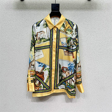 商品名称：グッチ GUCCI 2026年新作 プリント入り シルクツイル シャツ 上質 ブラウス 長袖 レディース