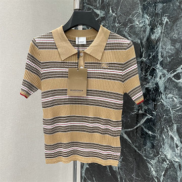 商品名称：バーバリー BURBERRY 2026年新作 コットンジャージー ポロシャツ クルーネック 半袖 レディース 高品質 日常