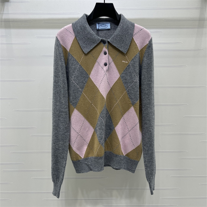 商品名称：プラダ PRADA 2026年 ロングスリーブ セーター ポロネック カシミヤ ニット カジュアル