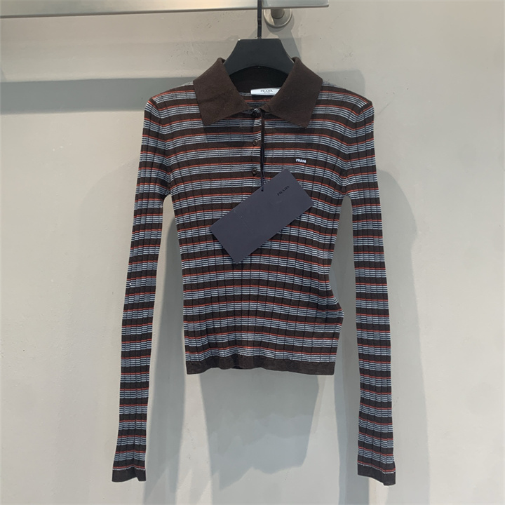 商品名称：プラダ PRADA 2026年 ロングスリーブ セーター ストライプ ウールニット カジュアル