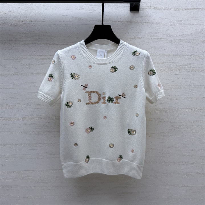 商品名称：クリスチャンディオール CHRISTIAN DIOR 2026年 ショートスリーブ セーター ウール ニット クルーネック カジュアル レディース