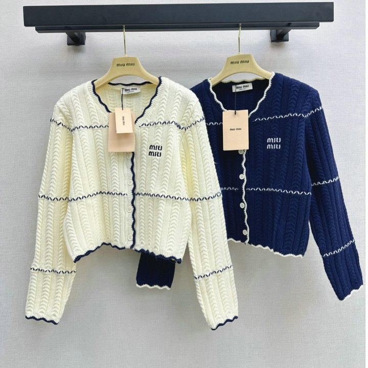ミュウミュウ MIUMIU 2026年 カーディガン ニットコート ロングスリーブ トップス カジュアル レディース