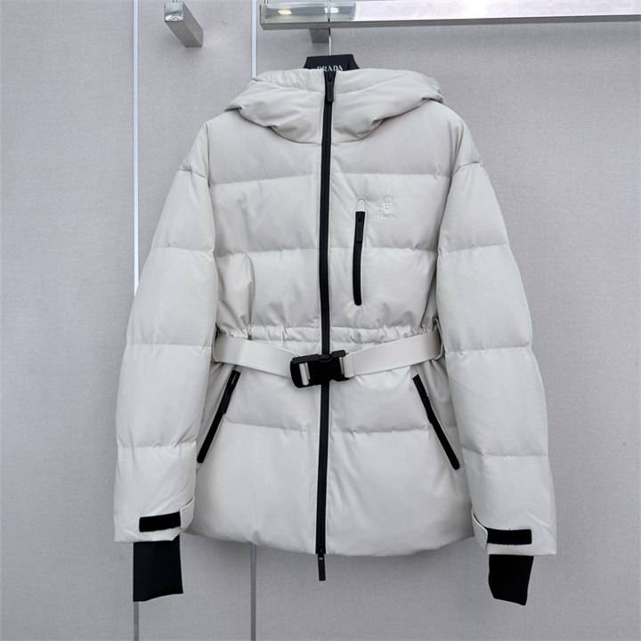 プラダ PRADA 2026年 フード付き ダウンジャケット ジップジャケット ロングスリーブ アウターコート